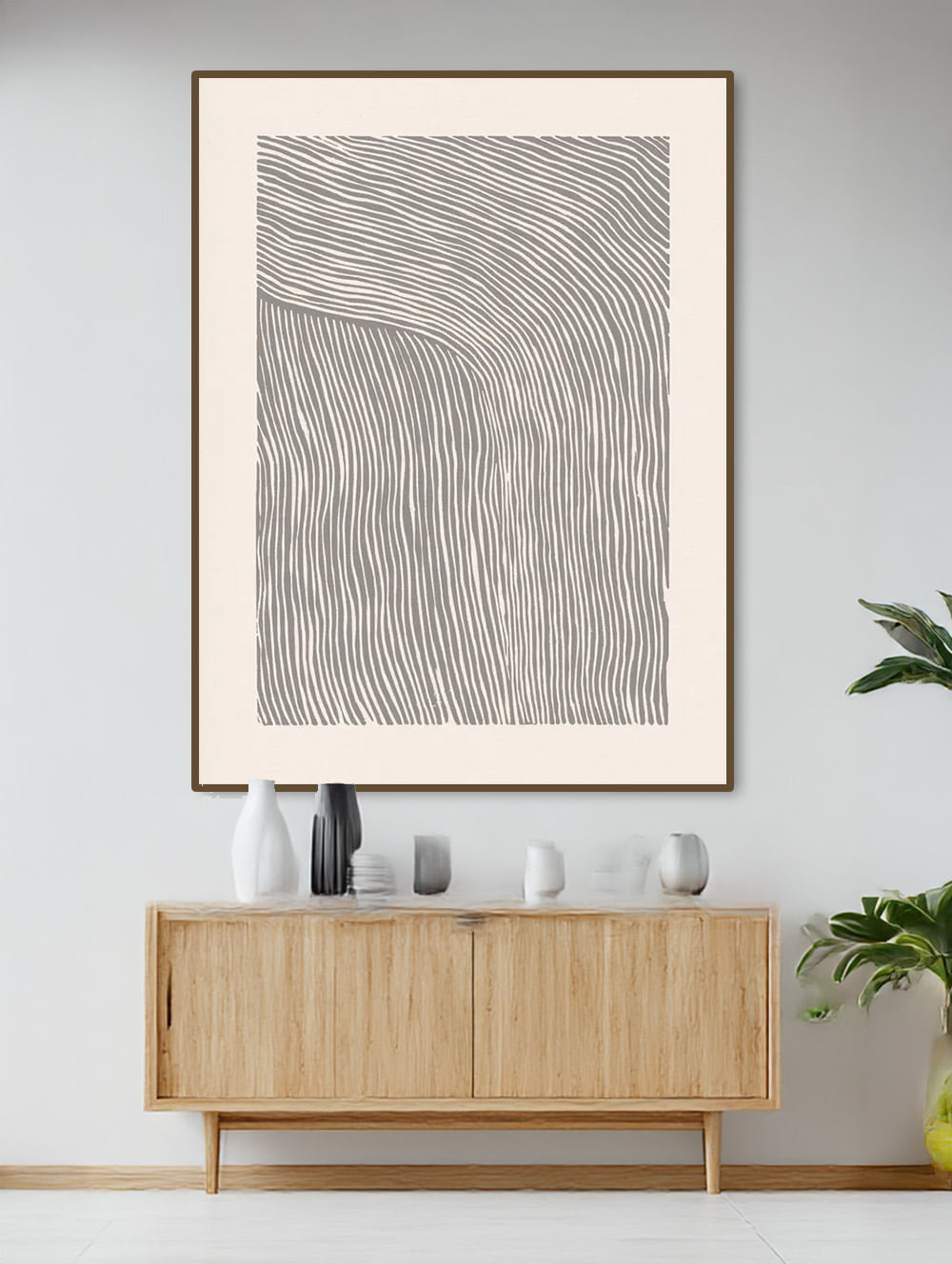 ABSTRACT LINOCUT STRIPES - GRAY